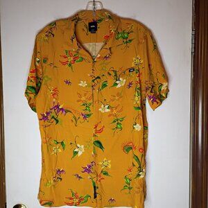 Vans Off The Wall Yellow Floral Button Up Shirt Men's Medium